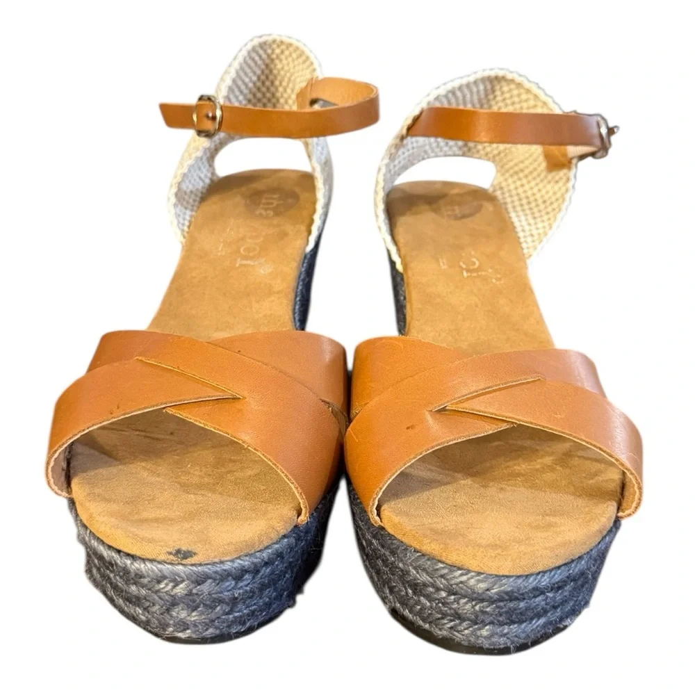 Maypole Brown/Navy Blue Espadrille Wedge Heels Size 8 - Picture 4 of 8